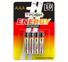 Батарейка щелочная (алкалиновая) LR03-4BL (40/960/30720) (AAA)   C0034915  ТРОФИ