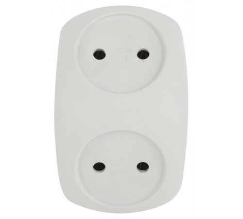 Разветвитель электрический SPx-2-W на 2 розетки без заземления 10А белый  Б0053480  ЭРА