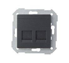 Simon 82 Адаптер со шторками на 2 коннектора UTP (RJ45), FTP (RJ45), RJ12, AMP, S82, S82N, S82 Detail, графит  82006-38  Simon