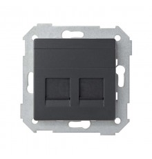 Simon 82 Адаптер со шторками на 2 коннектора UTP (RJ45), FTP (RJ45), RJ12, AMP, S82, S82N, S82 Detail, графит  82006-38  Simon