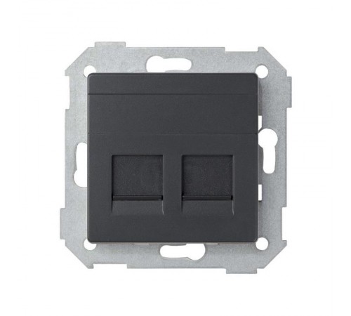 Simon 82 Адаптер со шторками на 2 коннектора UTP (RJ45), FTP (RJ45), RJ12, AMP, S82, S82N, S82 Detail, графит  82006-38  Simon