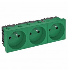 Розетка тройная 0° франц. стандарт, 250 В, 16A (зеленый) (STD-F0 MZGN3)  6120196  OBO Bettermann