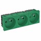 Розетка тройная 0° франц. стандарт, 250 В, 16A (зеленый) (STD-F0 MZGN3)  6120196  OBO Bettermann