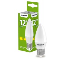 Лампа светодиодная C35 свеча 12Вт 230В 3000К E27   LL-C35-12-230-30-E27-G  GENERICA