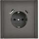FORTE&PIANO Розетка с заземлением, со шторками в/к 16А USB A+C 18Вт FP347 серый  FP-R14-16-U22-018-K03  IEK