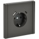 FORTE&PIANO Розетка с заземлением, со шторками в/к 16А USB A+C 18Вт FP347 серый  FP-R14-16-U22-018-K03  IEK