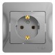 Glossa Алюминий Розетка с заземлением (в сборе с рамкой)  GSL000342  SE