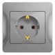 Glossa Алюминий Розетка с заземлением (в сборе с рамкой)  GSL000342  SE