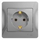 Glossa Алюминий Розетка с заземлением (в сборе с рамкой)  GSL000342  SE
