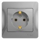 Glossa Алюминий Розетка с заземлением (в сборе с рамкой)  GSL000342  SE