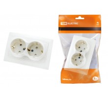 Розетка двойная 2П+З с защ. шт. 16А 250В белая "Таймыр"   SQ1814-0018  TDM