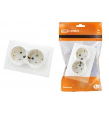 Розетка двойная 2П+З с защ. шт. 16А 250В белая "Таймыр"   SQ1814-0018  TDM