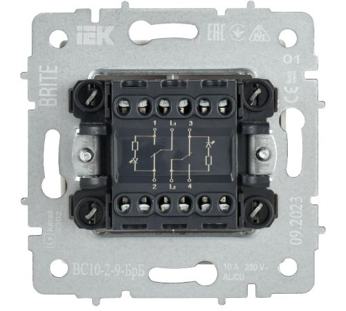 BRITE Выключ. 2-кл. с инд. отел. 10А ВС10-2-9-БрБ бел.  BR-V20-2-10-K01  IEK
