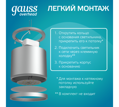 Светильник светодиодный декоративный бытовой с рассеивателем HD020 10W (хром сатин) 4100K 88х75мм  HD020  Gauss