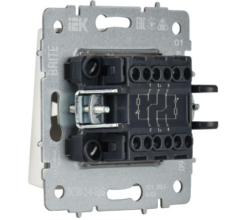 BRITE Выключ. 2-кл. с инд. отел. 10А ВС10-2-9-БрБ бел.  BR-V20-2-10-K01  IEK