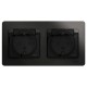 Glossa Антрацит Розетка 2-ая с з/к, со шторками (в сборе), IP44  GSL000747  SE
