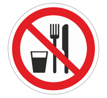 Знак P 30 "Запрещается принимать пищу" ф200 мм, пластик ГОСТ Р 12.4.026-2001  pn-p-30  EKF