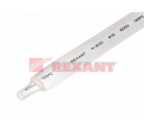 Термоусадочная трубка 10,0/5,0 мм, белая, упаковка 50 шт. по 1 м  21-0001  REXANT