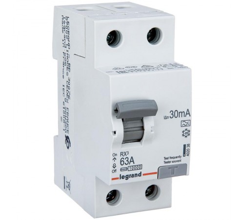 Выключатель дифференциальный (УЗО) RX3 2п 63А 30мА тип A  402038  Legrand