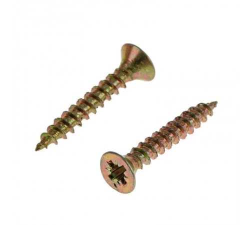 Саморезы универсальные 25х3,0 мм (200 шт) желтые - коробка с окном ( 0,161 кг)  102226  Tech-KREP