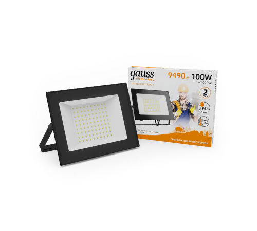 Прожектор светодиодный 100W 6700lm IP65 3000К черный  613527100  Gauss