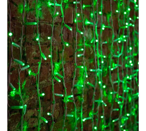 Гирлянда "Светодиодный Дождь" 2х1,5м, постоянное свечение, белый провод "КАУЧУК", 230 В, диоды ЗЕЛЕНЫЕ, 360 LED  237-114  NEON-NIGHT