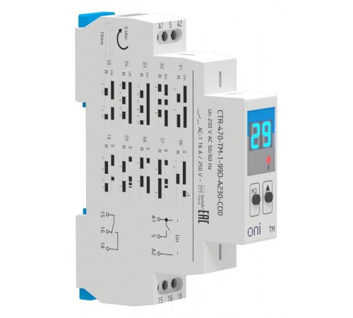 Реле времени многофункц. TM дисп. 1 конт. 230В AC  CTR-470-TM-1-99D-A230-CD0  ONI