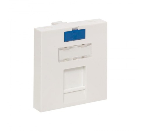 Вставка розеточная TERACOM PRO 45x45мм Mosaic на 1 мод Keystone со шторкой и маркером белая  TRP-INS-MOS-2M1P-WH  EKF