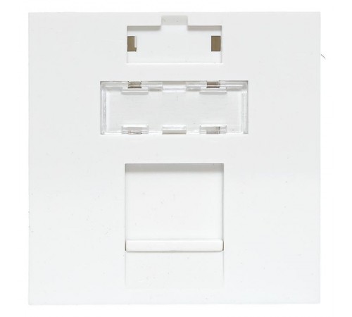 Вставка розеточная TERACOM PRO 45x45мм Mosaic на 1 мод Keystone со шторкой и маркером белая  TRP-INS-MOS-2M1P-WH  EKF