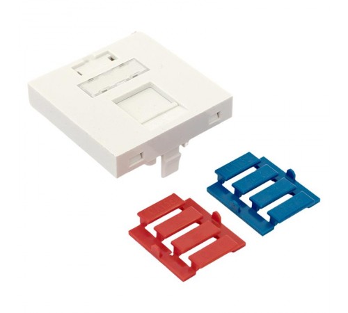 Вставка розеточная TERACOM PRO 45x45мм Mosaic на 1 мод Keystone со шторкой и маркером белая  TRP-INS-MOS-2M1P-WH  EKF