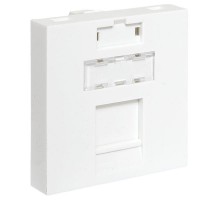 Вставка розеточная TERACOM PRO 45x45мм Mosaic на 1 мод Keystone со шторкой и маркером белая  TRP-INS-MOS-2M1P-WH  EKF