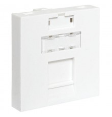 Вставка розеточная TERACOM PRO 45x45мм Mosaic на 1 мод Keystone со шторкой и маркером белая  TRP-INS-MOS-2M1P-WH  EKF