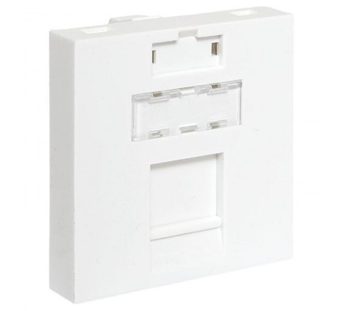 Вставка розеточная TERACOM PRO 45x45мм Mosaic на 1 мод Keystone со шторкой и маркером белая  TRP-INS-MOS-2M1P-WH  EKF