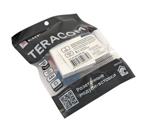 Вставка розеточная TERACOM PRO 45x45мм Mosaic на 1 мод Keystone со шторкой и маркером белая  TRP-INS-MOS-2M1P-WH  EKF