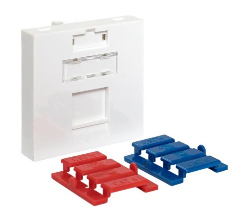 Вставка розеточная TERACOM PRO 45x45мм Mosaic на 1 мод Keystone со шторкой и маркером белая  TRP-INS-MOS-2M1P-WH  EKF