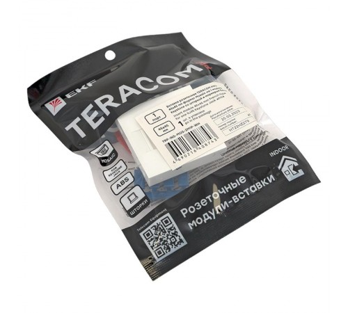 Вставка розеточная TERACOM PRO 45x45мм Mosaic на 1 мод Keystone со шторкой и маркером белая  TRP-INS-MOS-2M1P-WH  EKF