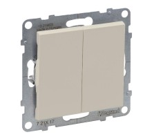 SUNO Выключатель без фиксации (кнопка) 2-клавишный 6А 250В. Безвинтовые зажимы. Цвет "Слоновая кость"  721217  Legrand