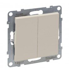 SUNO Выключатель без фиксации (кнопка) 2-клавишный 6А 250В. Безвинтовые зажимы. Цвет "Слоновая кость"  721217  Legrand