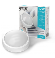 Светильник светодиодный пылевлагозащищенный для ЖКХ круглый IP54 12W 4000K D175*76 990lm ECO 2.0 круглый  141411212  Gauss