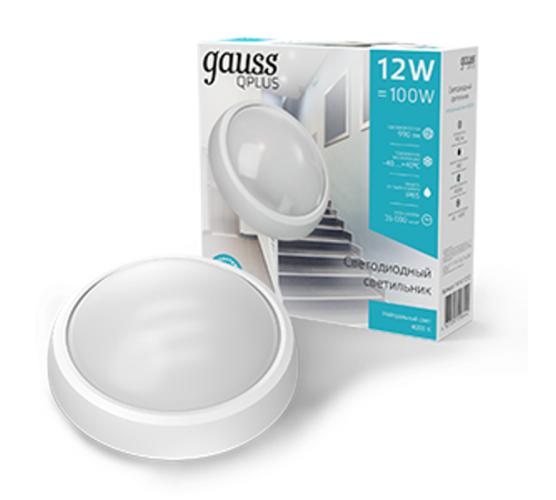 Светильник светодиодный пылевлагозащищенный для ЖКХ круглый IP54 12W 4000K D175*76 990lm ECO 2.0 круглый  141411212  Gauss