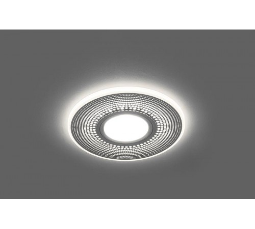 Светильник точечный встраиваемый под лампу, с LED подсветкой CD950 15LED*2835 SMD 4000K, MR16 50W G5.3, белый матовый, хром  29712  FERON