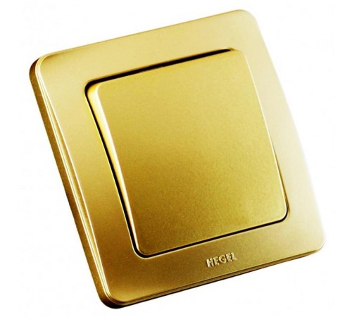 Выключатель скрытой установки, одноклавишный, с самовозвратом, цвет золото  ВС10-331-07  HEGEL