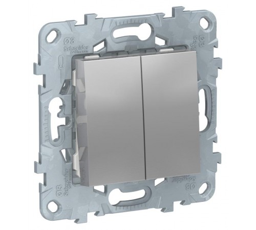 Unica New Алюминий Выключатель 2-клавишный, сх. 5  NU521130  Schneider Electric