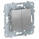Unica New Алюминий Выключатель 2-клавишный, сх. 5  NU521130  Schneider Electric