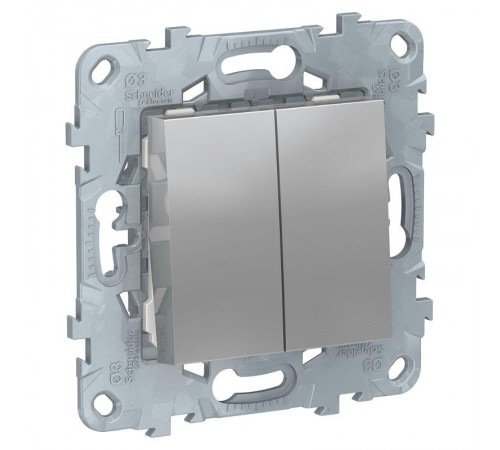 Unica New Алюминий Выключатель 2-клавишный, сх. 5  NU521130  Schneider Electric