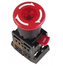 Кнопка ANE22 "Грибок"с фикс.крас.d22мм неон/240В 1з+1р   BBG40-ANE-K04  GENERICA