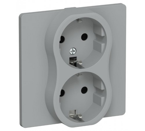 FLITE Розетка 2-ая с заземлением без шторок быстрозажимные клеммы 16А РС12-1-К-ФлС серый  FI-R21C-16-1-K03  IEK