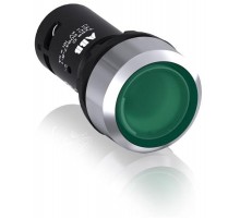 Кнопка с подсветкой CP1-31G-10 зеленая 24В AC/DC с плоской клавишей без фиксации 1НО, металл.кольцо1SFA619100R3112 ABB