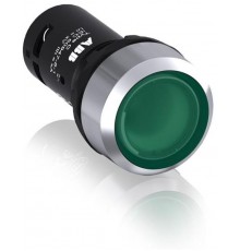 Кнопка с подсветкой CP1-31G-10 зеленая 24В AC/DC с плоской клавишей без фиксации 1НО, металл.кольцо1SFA619100R3112 ABB