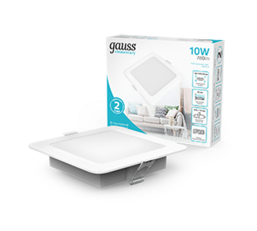 Светильник  Elementary Downlight квадрат 10W 780lm 4000K 170-260V IP20 120*26 белый LED 1/100  998420209  Gauss